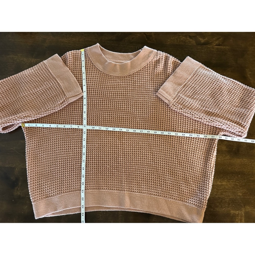 Pink Lily Waffle Knit Bell Sleeve‎ Sweater Pullover Women's Size L Pink - Picture 7 of 7